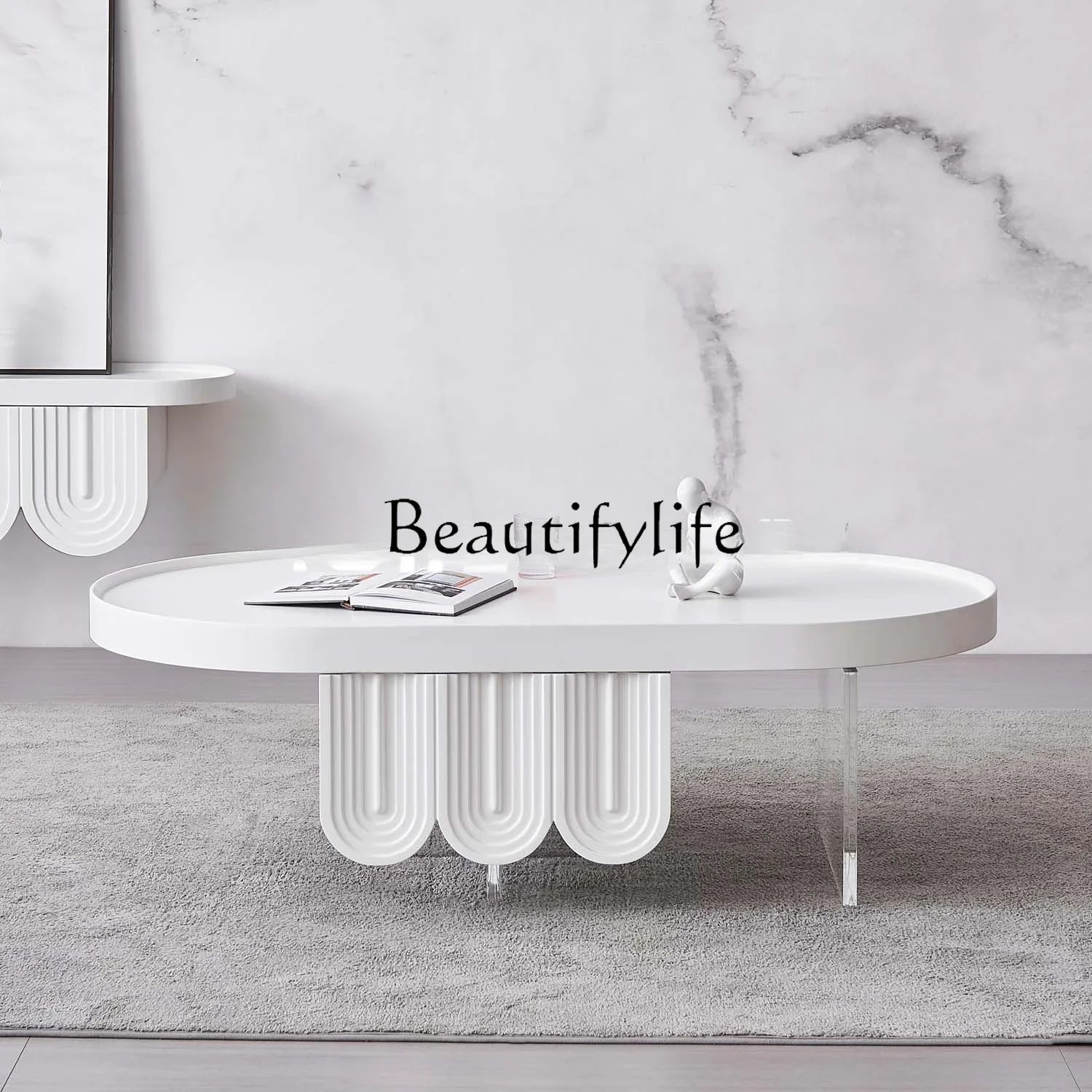 

S Cream Style Acrylic Suspension Tea Table/Light Luxury Creative High-Grade Retro Combined Tea Table