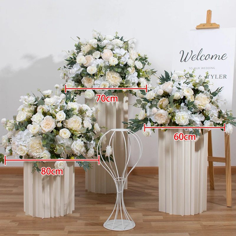 Rose Green Leaves Colorful  Hang Corner Flower Runner Wedding Table Deco Floral Arrangement Road Lead Ball Event Party Prop