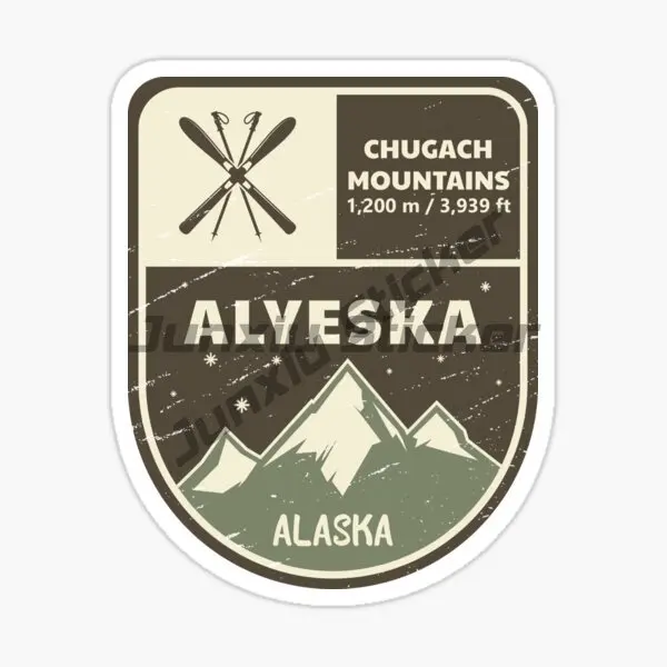 Alaska American Retro Sunset Snow Mountain Travel Souvenir Sticker Helmet Luggage Camping Outdoor Style Decorative Decal view 3