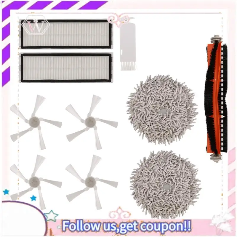 

A50F-For Dreame Bot W10 W10pro Vacuum Cleaner Accessories, Main Side Brush, HEPA Filter, Mop Cloth Spare Parts