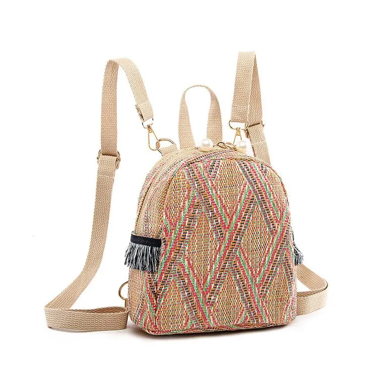 2021 Fashion New Straw Braided Ethnic Style Hand-woven Personalized Diagonal Backpack