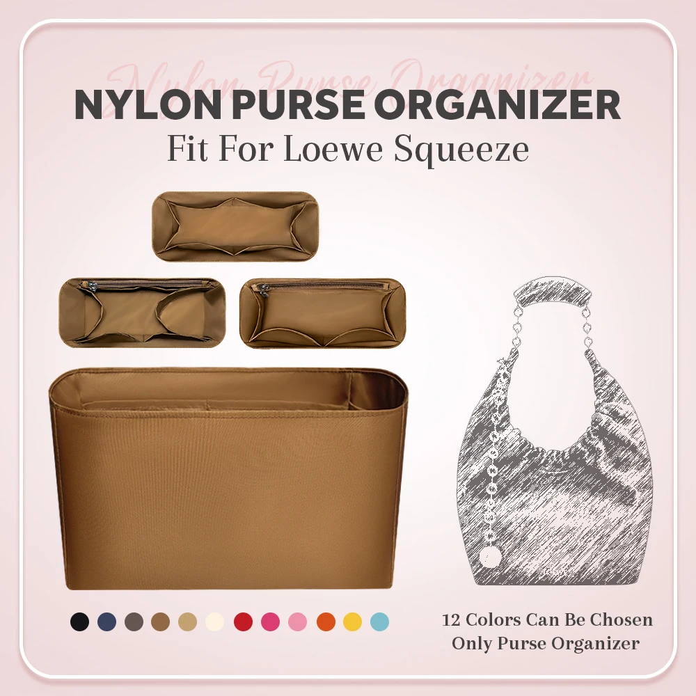 

Nylon Purse Organizer Insert, Inside Storage Bag Organizer Insert Fit for Loewe Squeeze Handbag Cosmetics Inner Liner Bag In Bag