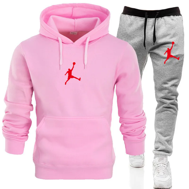 Spring and Autumn Sport Hoodie+Loose Pants Printed Sweatshirt Streetwear Loose Pullover Casual Hoodie 2 PCS tracksuits full set