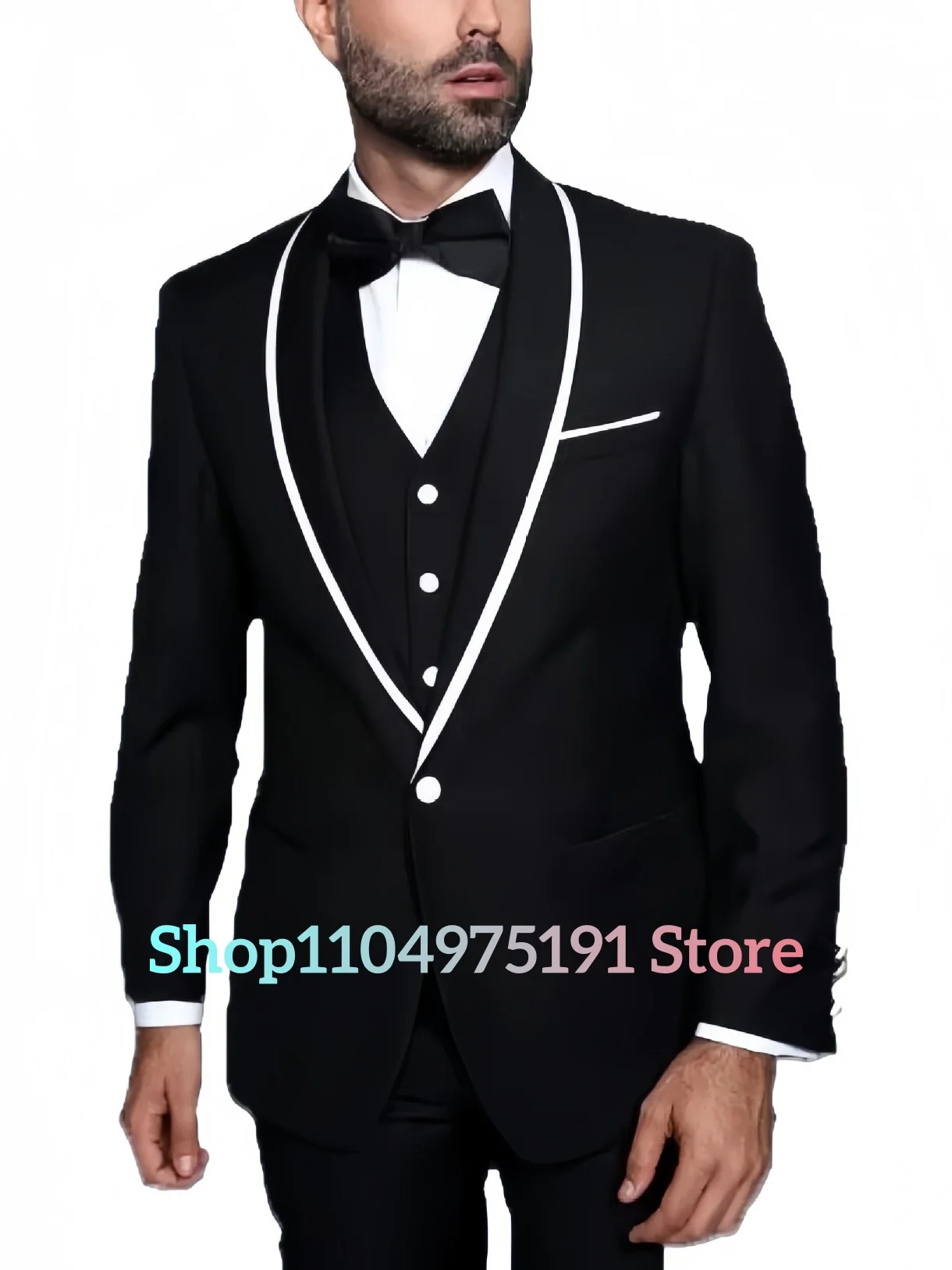 Ensemble de costume d'affaires décontracté pour hommes, coupe cintrée, Tuxedos de mariage de haute qualité, costume 3 pièces pour hommes (Blazer + gilet + pantalon)