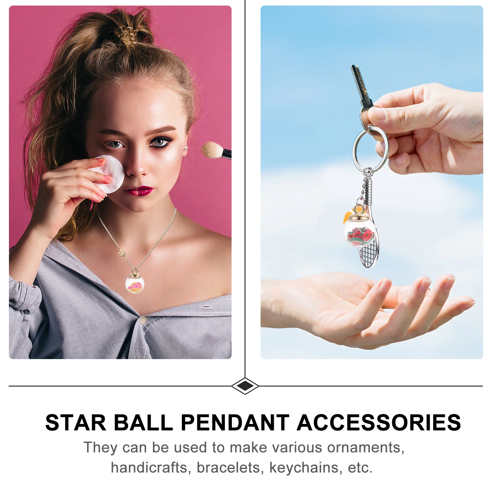 

30Pcs Glass Ball Charms DIY Jewelry Pendants Colorful Hanging Hole for Necklace Earrings Bracelets Craft Making Decoration Set