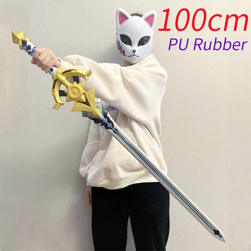 لعبة WW Genshin Impact Weapons Sword Albedo Cinnabar Spindle Sword Morax Beelzebul Musou Sword Safety PU المطاط هدايا الهالوين