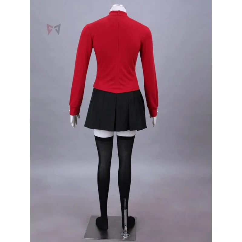 

qq38Аниме Fate Stay Night Тосака Рин Косплей Костюм Для Детей Девочка Плюс Размер Красная Рубашка Юбка Чулки Заколки Набор