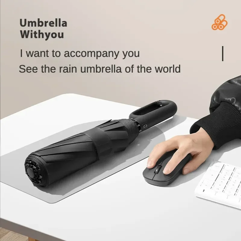 Umbrella 20  Reinforce Bone Windproof Waterproof Folding Automatic Sturdy Men Large Strong Clasp Ring Women Fully