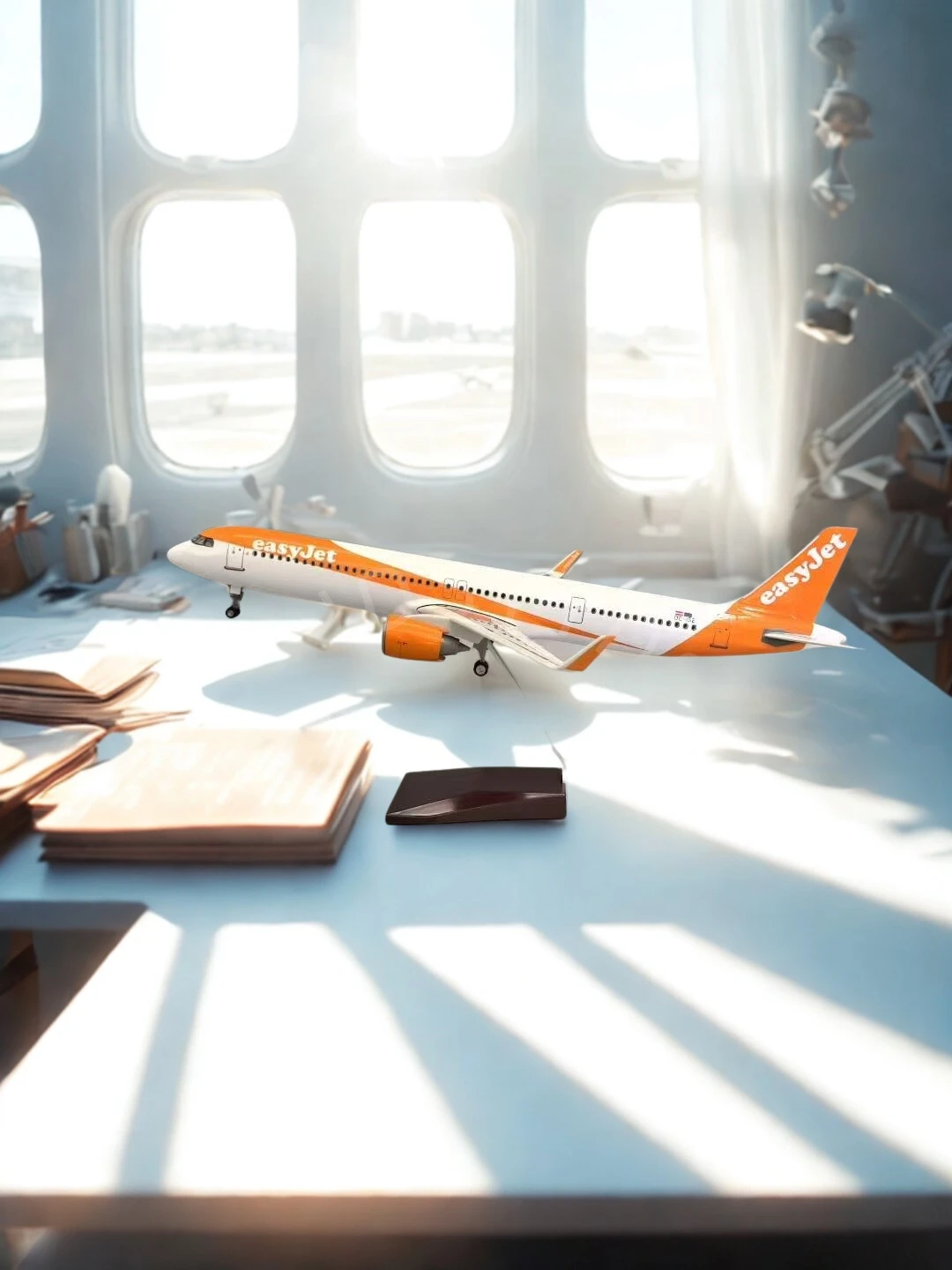 

47cm Collectible Plane 321 EasyJet Airlines A321 Plane Model Resin Aircraft With Landing Gear Toy Airplane Collected Gift By