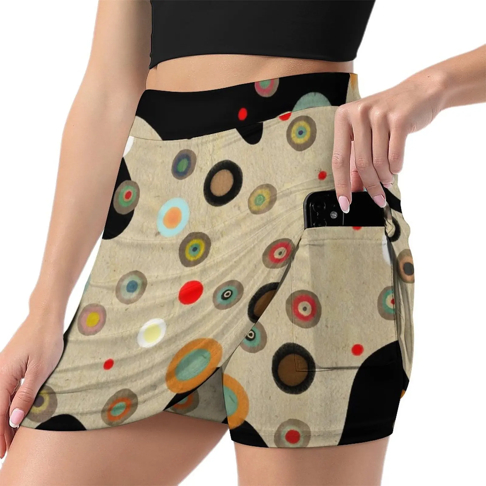 Asimetric Black Happy Old Circles Mini Skirt Skirt pants women's golf wear summer