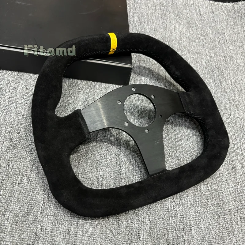 Universal Steering Wheel Suede Leather 13-inch 310mm Car Sports Steering Wheel Simulator Game Steering Wheel D-Shape PCD70MM