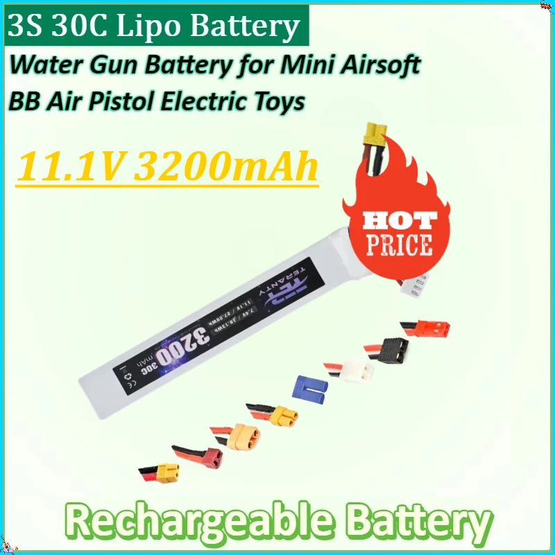 

For Water Gun Battery for Mini Airsoft BB Air Pistol Electric Toys Guns Part Batteries New 11.1V 3200mAh 3S 30C Lipo Battery