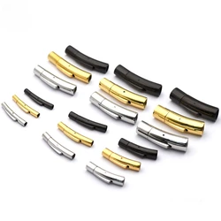 5Pcs/Lot Stainless Steel Snap Push Buckle Leather Cord Bracelet Spring Buckle Titanium Steel Jewelry Findings Wholesale