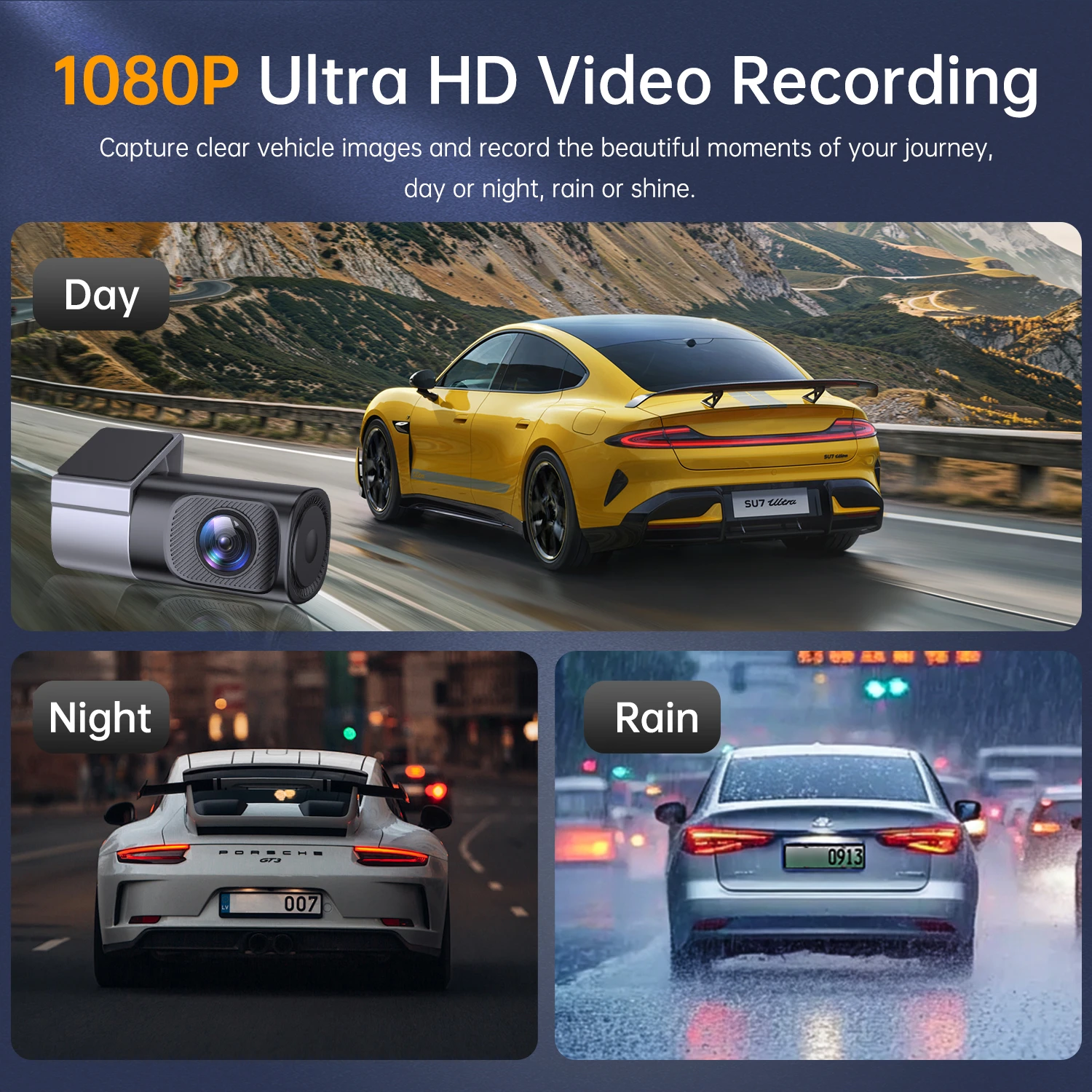 NEW 1080P HD Car DashCam 360° Rotation APP Control Video Recorder Smart Car WiFi Dash Camera Vehicle Recorder DVR Front View Cam - view 3