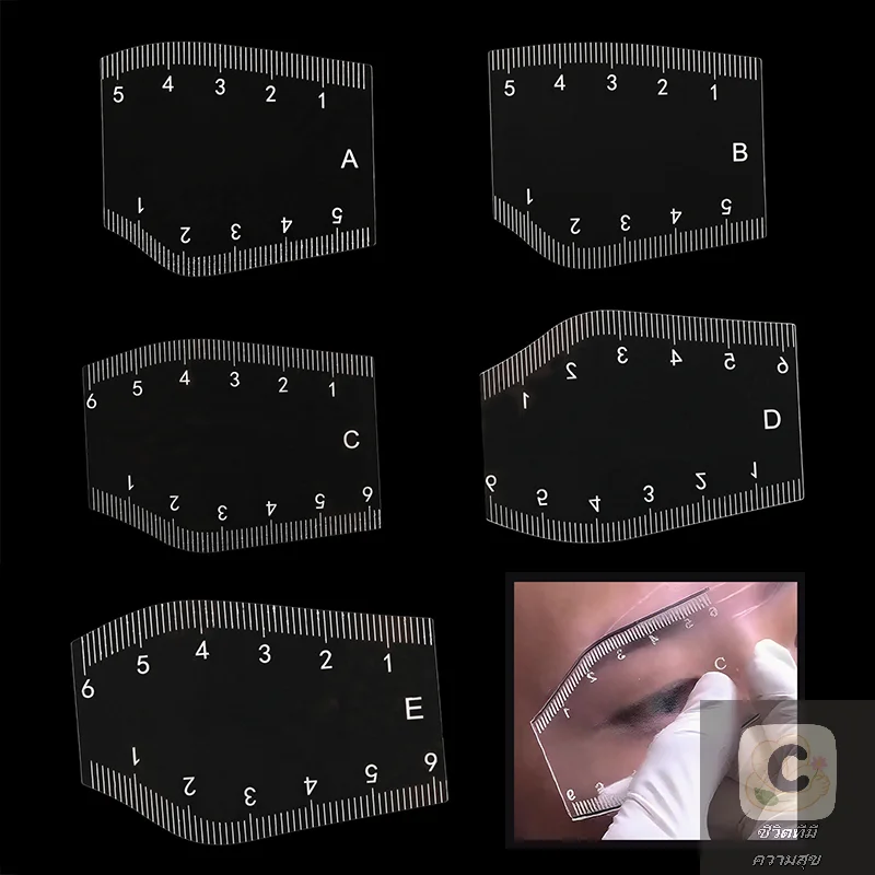 NEW YY HUA HUA 5Pcs Durable Brow Shaping Stencil Shaping Portable Instant Brow Shaper Drawing Eyebrow Design Ruler Gift HUA HUA
