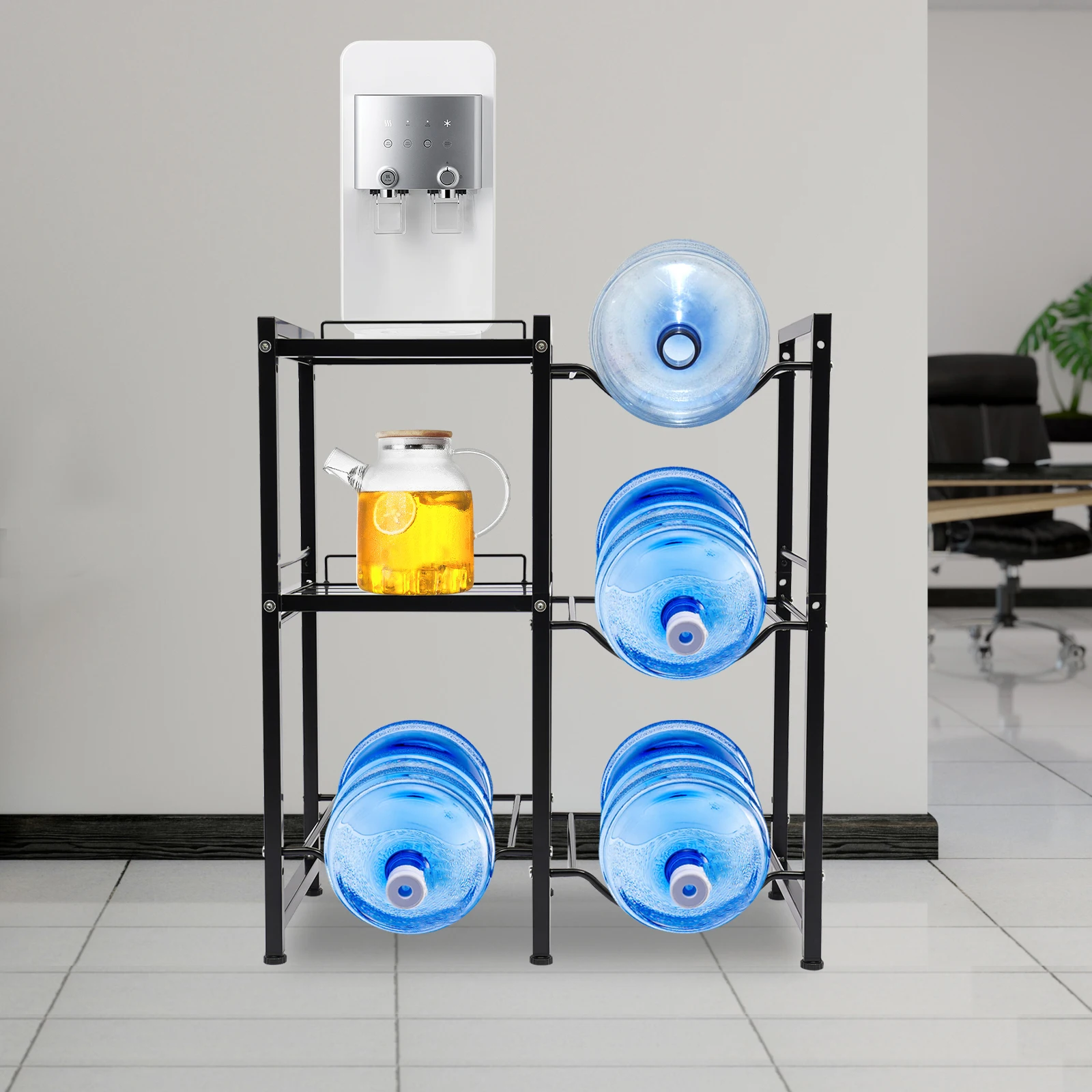 Double row 4-bucket bucket storage rack, living room kitchen storage rack, and storage rack