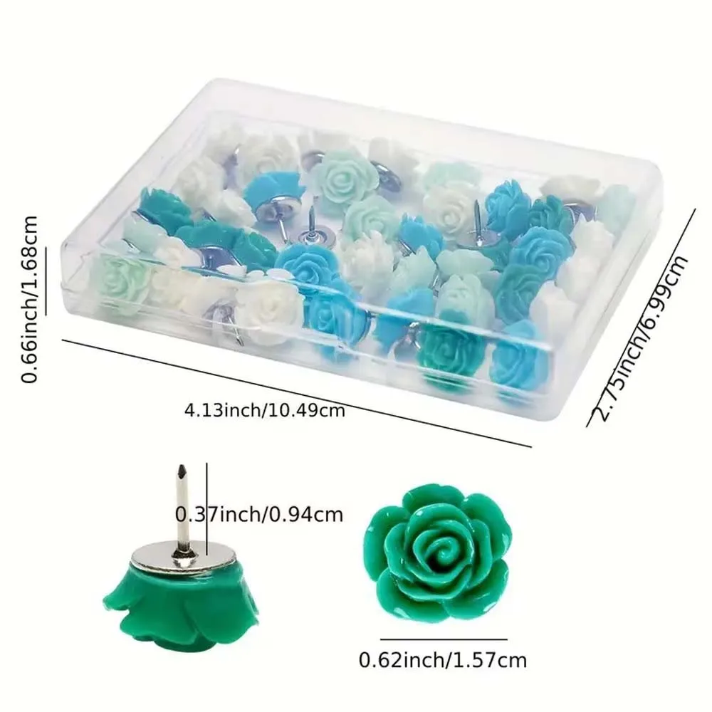 1 صندوق 20 قطعة دبابيس ضغط الراتنج لطيف زهرة الورد Thumbtack لوحة جديدة رسم صور جدار ترصيع مكتب خرائط اللوازم المدرسية الفصول الدراسية