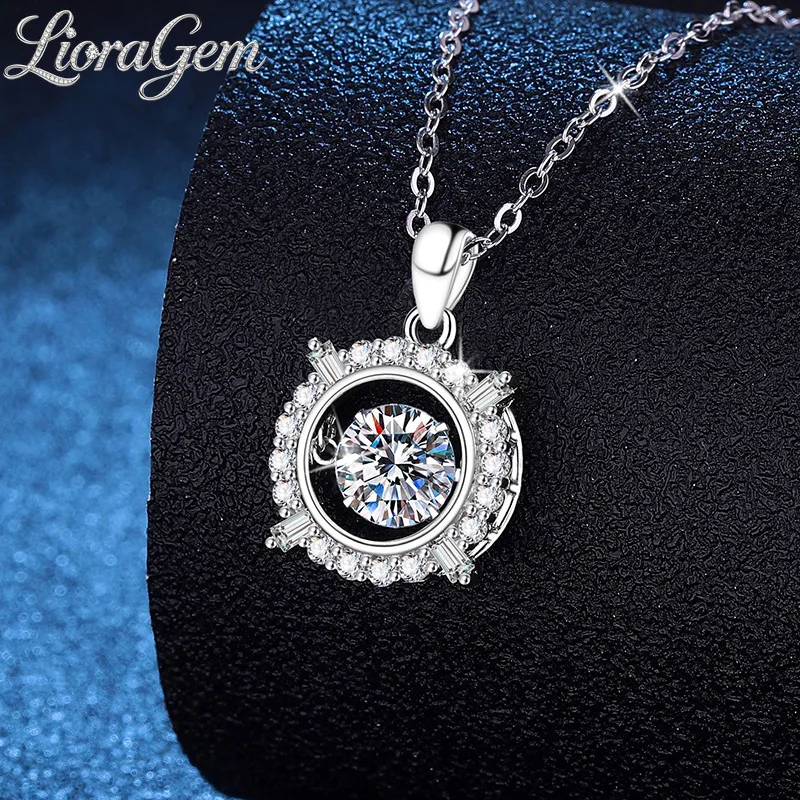 LioraGem Platinum PT950 Eye-catching 1-carat  Moissanite Necklace for Wome, High-end Lively Pendant Diamond-studded Necklace