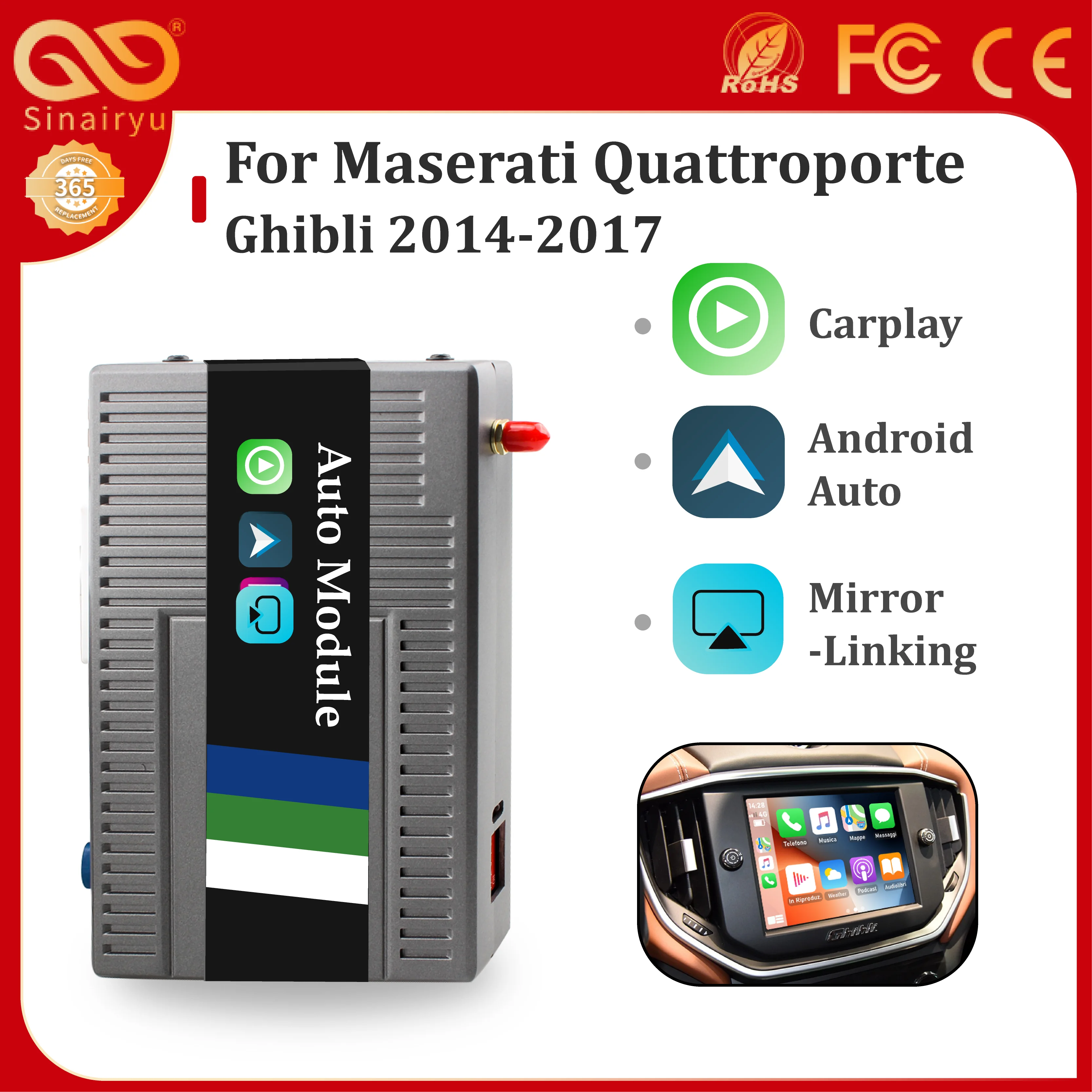 Wireless CarPlay Interface for Maserati Ghibli Quattroporte 2014-2016 Android Auto Mirrorlink Car Accessories