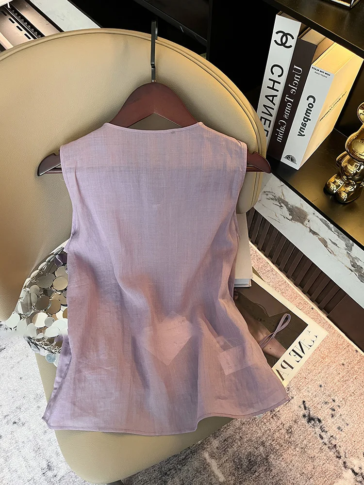 エレレーストリムVネック女性用サマースイートボウタイトップファッショナブルで通気性のあるカジュアル韓国風ゆったりフィットブラウス