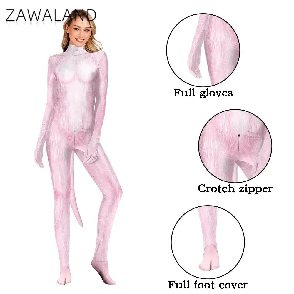 Zawaland Puppy Dog Petsuit for Woman Red Blue Husky Costume Halloween Party Jumpsuit Crotch Zipper Full Bodysuits Disguise Wear