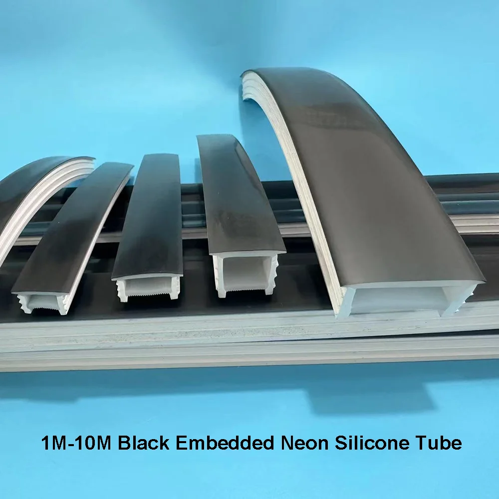 Flexible Black Neon Silicone Tube Channel Diffuser 1M-10M Recessed Waterproof Silica Gel for Neon Strip Light WS2812B WS2811