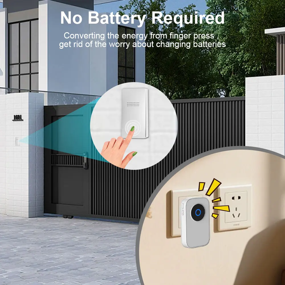 Waterproof Wireless Doorbell Home Welcome Smart Home Door bell 150m Remote Smart Bell Chime EU UK US Plug Optional