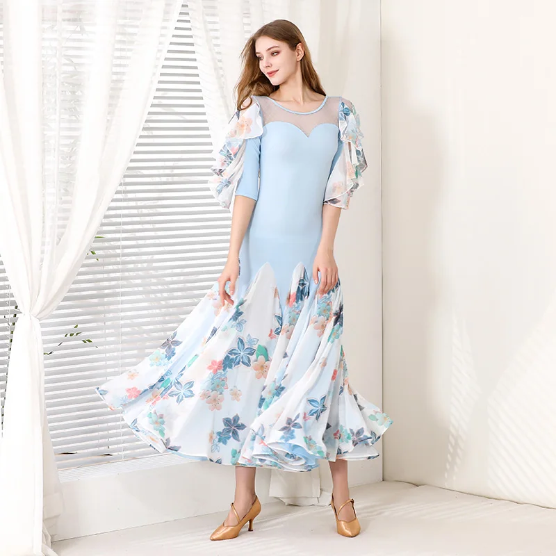 

2025 Woman New Modern Dance Dress National Standard Dance Dress Ballroom Dance Dress Waltz Large Swing Dress My903