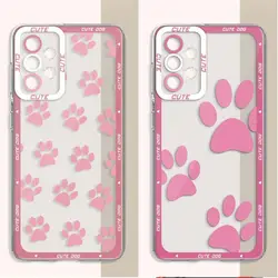 Dog Footprints Cute Phone Case for Samsung Galaxy A12 A32 A21s A22 A51 4G A71 A31 A50 A72 A52 5G Soft Cover Shell