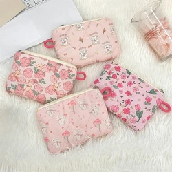 Women's Cute Pink Coin Purse Female Canvas Money Purses Women Kids Girls Key Lipstick Earphone Coin Storage Bags Wallet Pouch