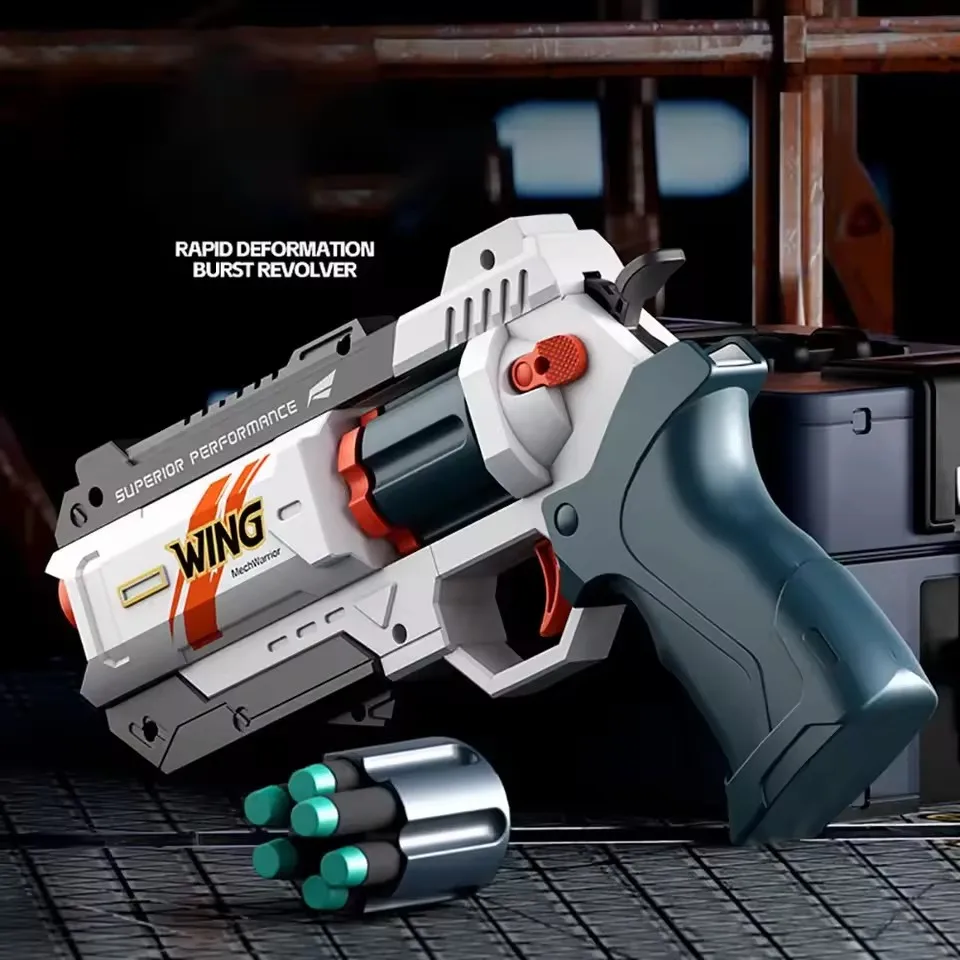 Bambini Proiettili Morbidi Pistole Giocattolo Per Il Ragazzo Adulto Schiuma EVA Proiettile Pistola Rapida Deformazione Revolver Bambini Tiro All'aperto Giocattoli Regali