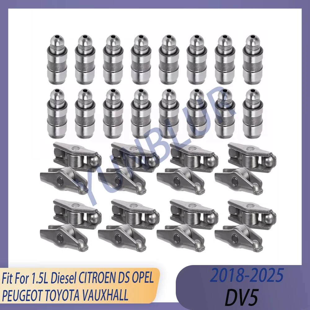 

Engine Parts 16x Rocker Arm / 16x Valve Lifters Set Kit Fit 1.5 L DV5 Diesel 18-25 For CITROEN DS OPEL PEUGEOT TOYOTA VAUXHALL