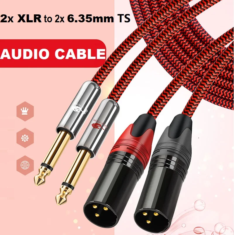 

Dual XLR Male to 2x 6.35mm 1/4 Inch TS Mono Male Audio Cable for Mixer Console Amplifier Home Theatre Hifi System Shielded Cords