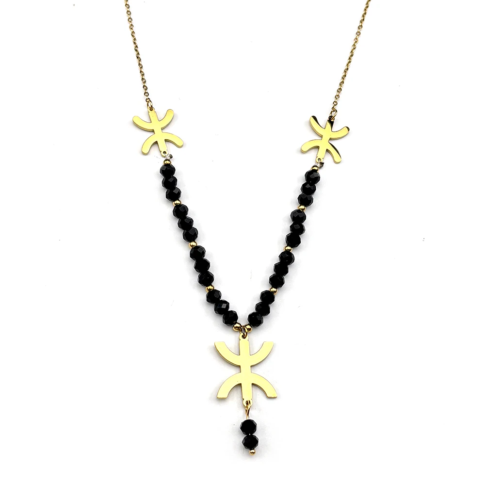 Vintage Nordafrikanische Berber-Symbol-Halskette für Frauen Edelstahl Amazigh Yaz Böhmischer Ethnischer Stammes-Langketten-Schmuck Geschenke – Detail 7