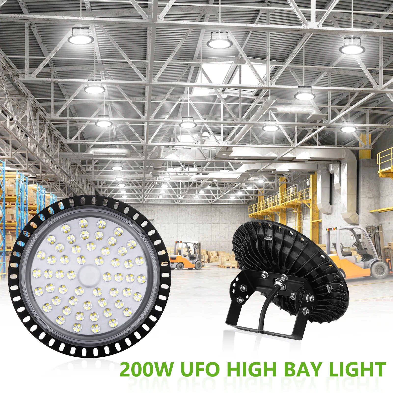 Baru 50/100/200W UFO LED Lampu Teluk Tinggi AC220V Tahan Air Gudang Lampu Garasi Pencahayaan Industri Komersial Super Terang