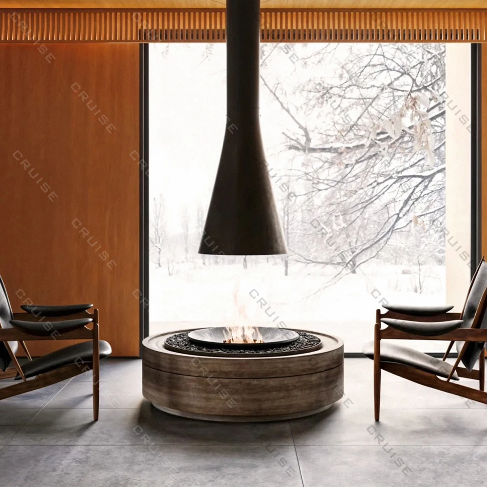 كروز الخشب/الغاز/الانحلال/الإلكترونية/موقد الكحول الأساسية مخصص 1000/1200/1500 مللي متر في الهواء الطلق قائما بذاته حفرة حريق مستديرة من الحجر الزهر #1