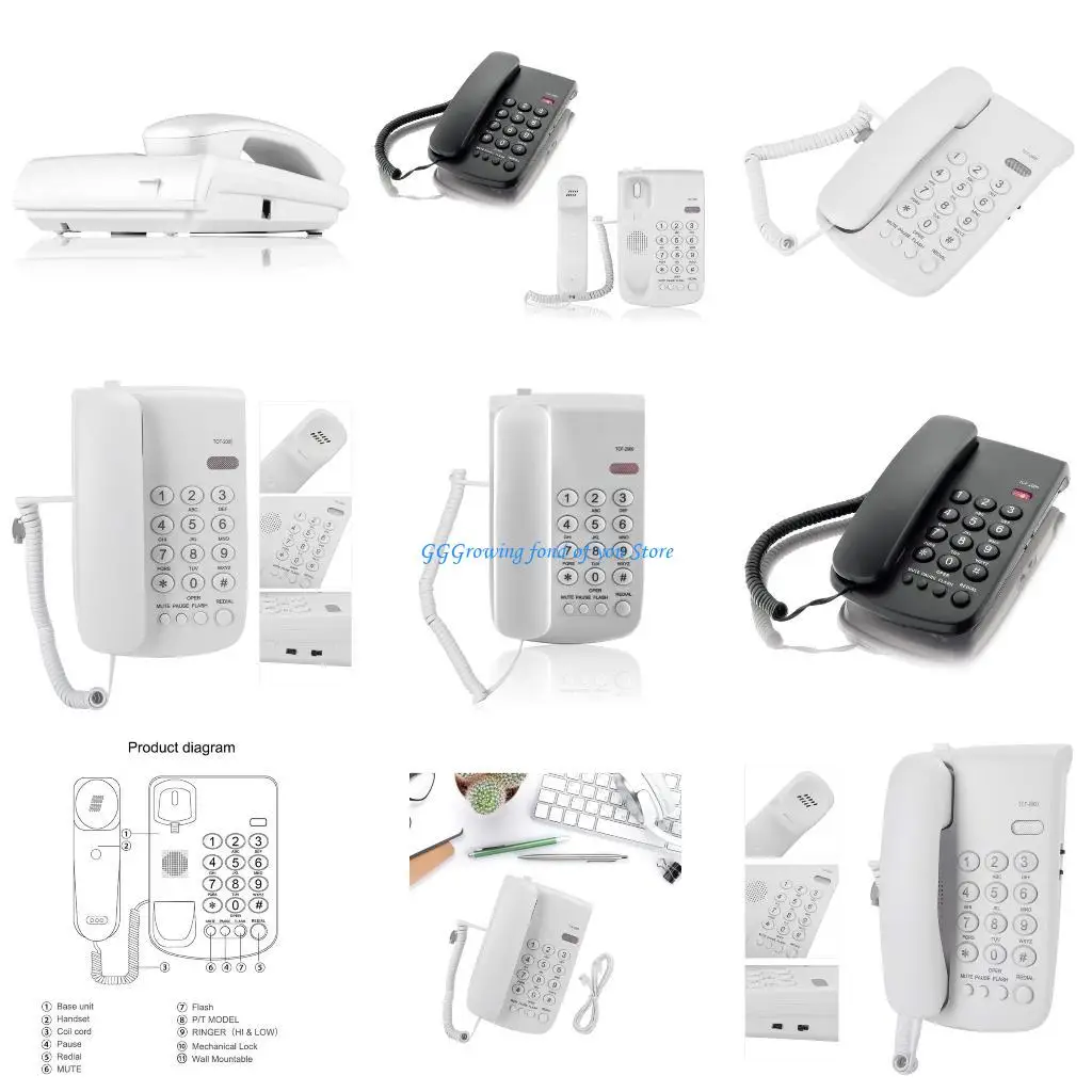 H9EB Wall-Mounted Telephone Noise-cancelling for Homes and Offices Desktop