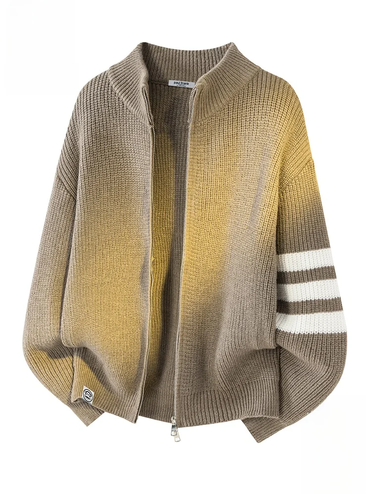 

PaulFrank Large-Mouth Monkey Striped Knitted Jaet Men's Loose Casual Sweater Stand Collar Warm Autumn Faion Brand