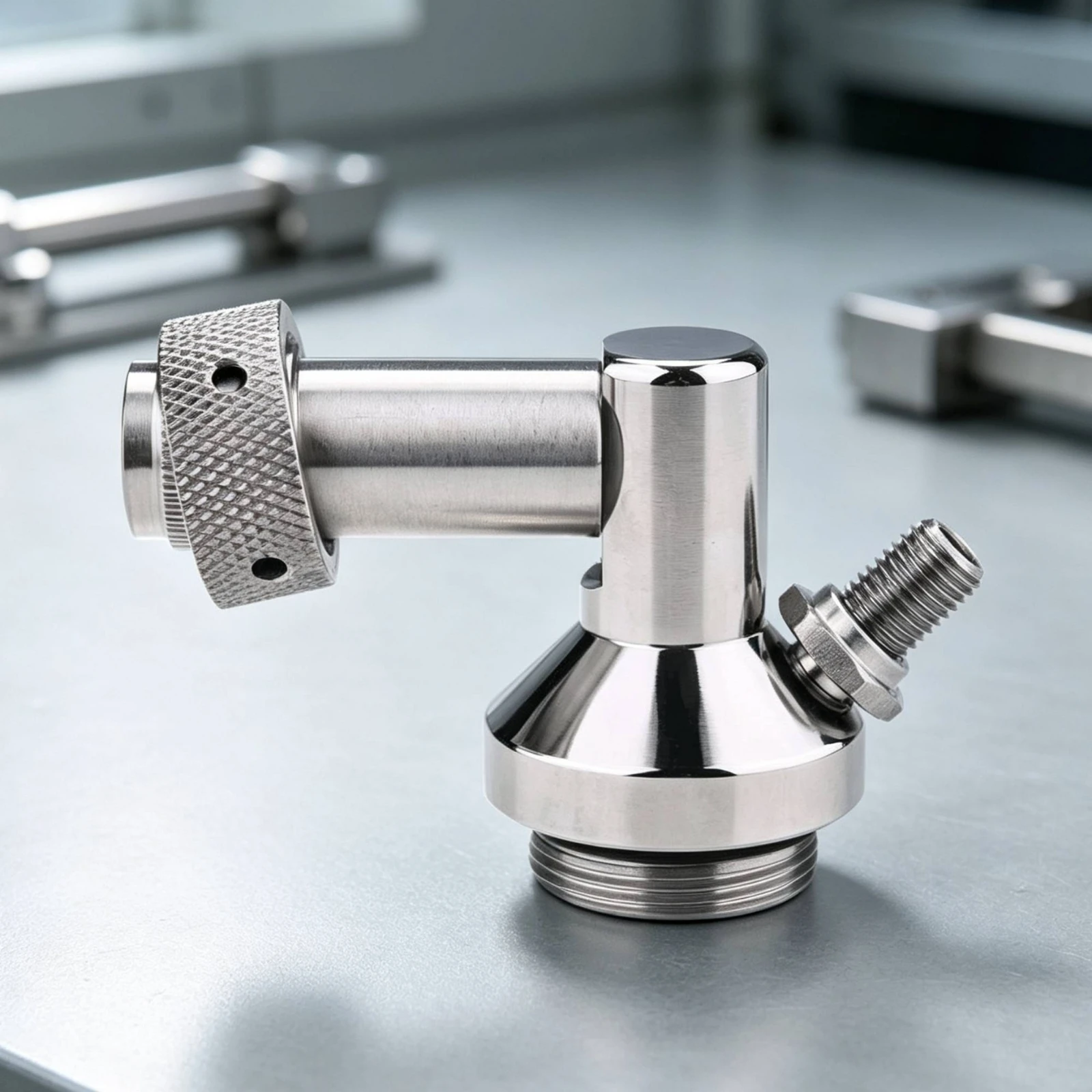 Keg Tap with Threaded Connector 90-Degree Keg Tap Head Hardware Compact Knurled for Homebrewers, Kegerator, Home Bar