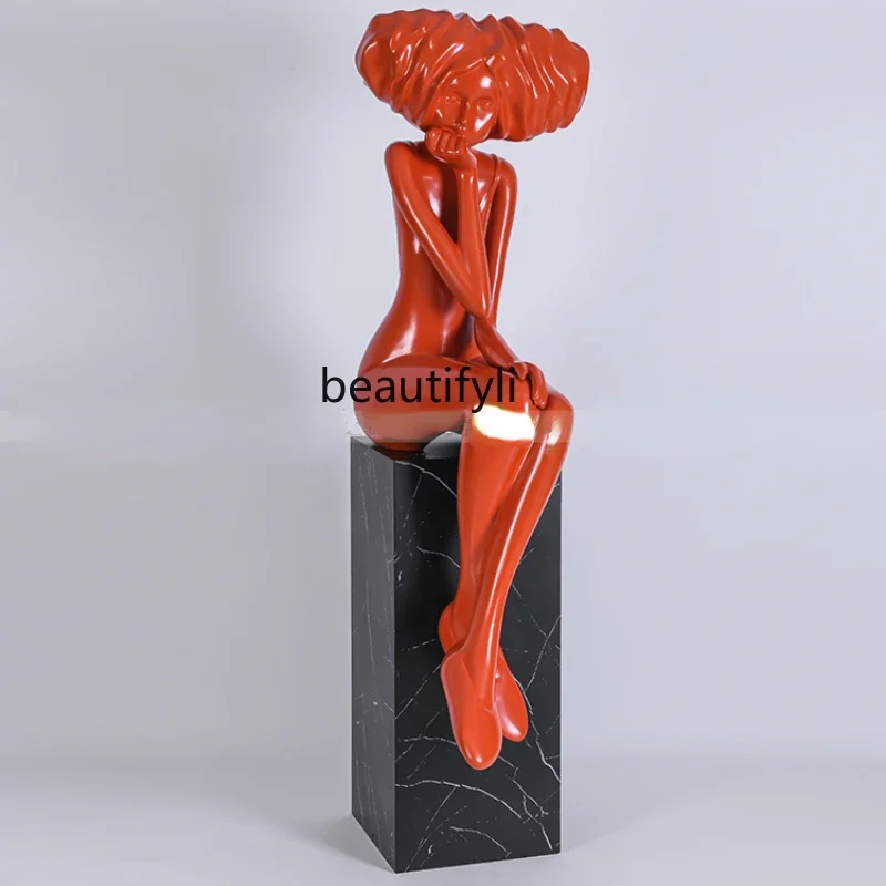 

LBX Humanoid Art Sculptured Ornaments Large Abstract Figure Sitting Floor Exhibition Hall Window Designer Artwork