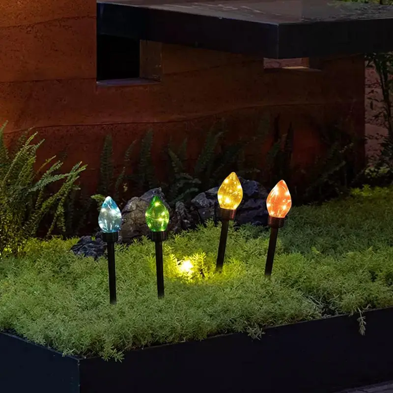 Solar Pathway Lights Outdoor 4X Christmas Outdoor Pathway Driveway Light 8 Lighting Modes Ambient Light Waterproof Decor for