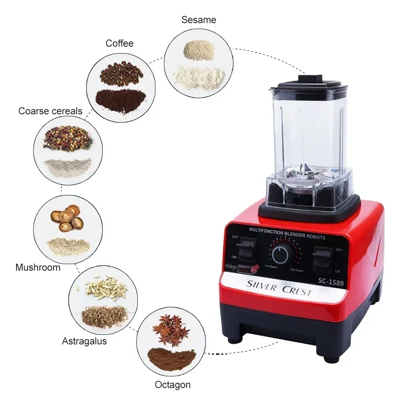 2000W Heavy Duty Commercial Blender Fruit Mixer Juicer Food Processor Ice Smoothies Blender High Power Juice maker Crusher 220V