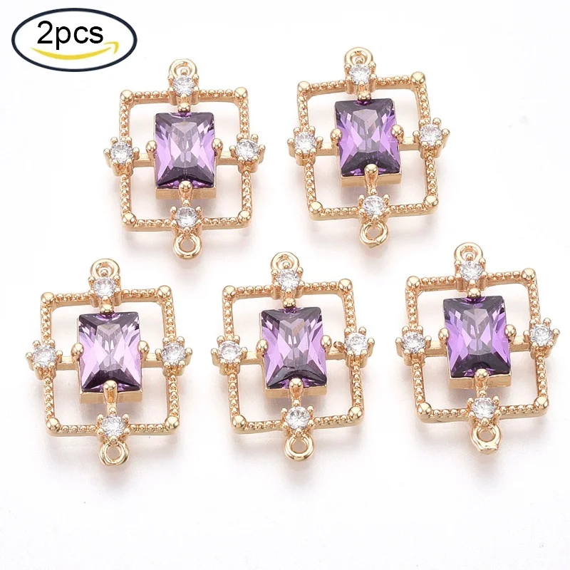 NBEADS 2-5PCS 19x13.5x3.5mm Golden Tone Brass Links Connectors with Faceted Glass and Rhinestone for Jewelry Earrings Making