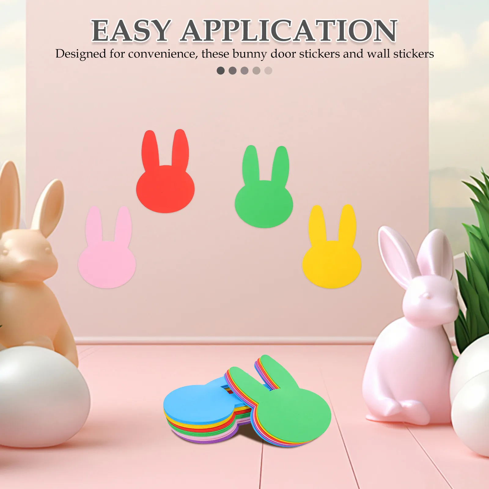 72Pcs Easter Bunny Cutouts Foam Shapes Bunny Rabbit Stickers for Classroom Decor Nursery Wall Decals Spring Bulletin