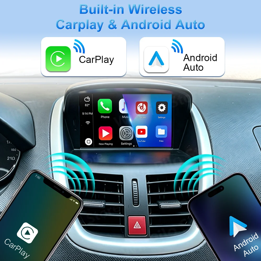 Android 16 para Peugeot 206 + 207 207CC 2006-2015 Reproductor Multimedia para Auto con Carplay, Radio Estéreo, GPS, Navegación, Bluetooth, DVD para Auto