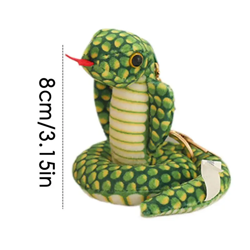 Chaveiro de cobra fofo 3.15 polegadas, chaveiro de cobra de pelúcia simulado cobra cascavel pingente crianças brinquedo de brincadeira engraçada