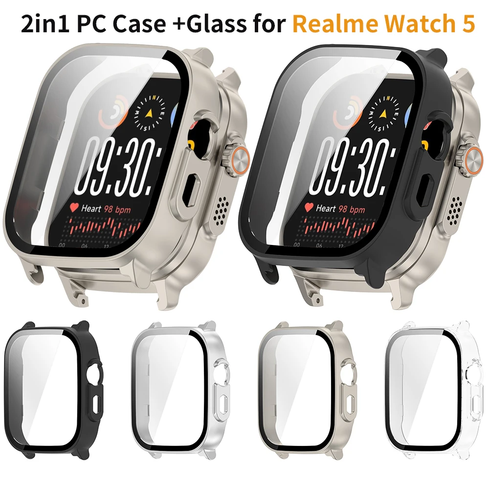 

Чехол для Realme Watch 5, поликарбонат + бампер из закаленного стекла, защитный чехол с полным покрытием для Realme Watch5, защитная пленка для экрана, аксессуар