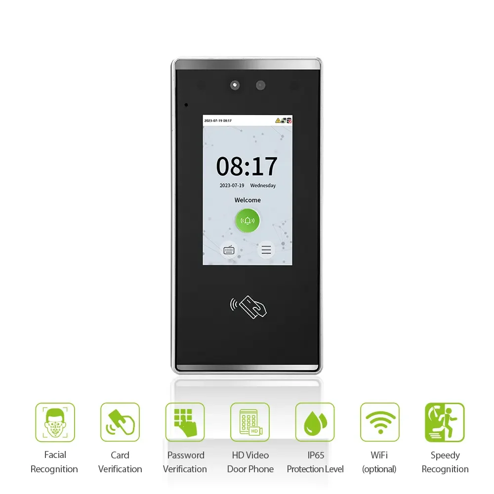 ZK مقاوم للماء IP65 محطة البيومترية AI التعرف على الوجه الموظف بطاقة RFID وقت الحضور نظام التحكم في الوصول إلى الباب #6