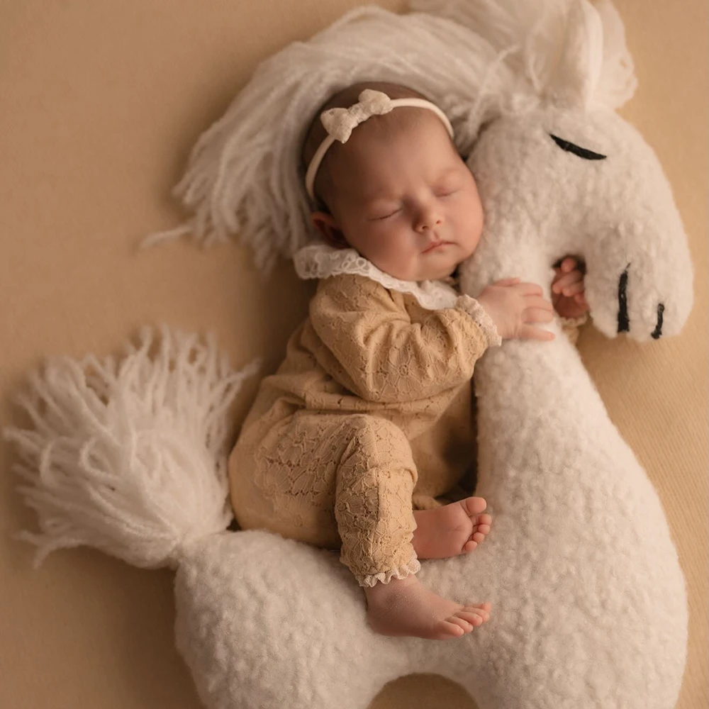 Newborn Photography Props Lace Romper Baby Girl Photoshoot Outfit Studio Tulle Jumpsuit Infant Portrait Clothing Set