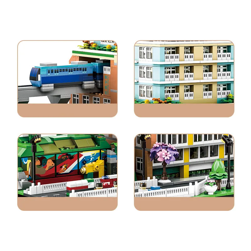 Creative Street View Architecture Model Block Railway China Chongqing LIZIBA Station Building Brick Construction Toys Collection